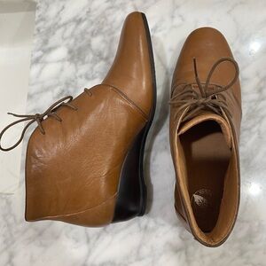 Nurture Ellan Vintage Tan Leather Lace Up Ankle Boots Size 8